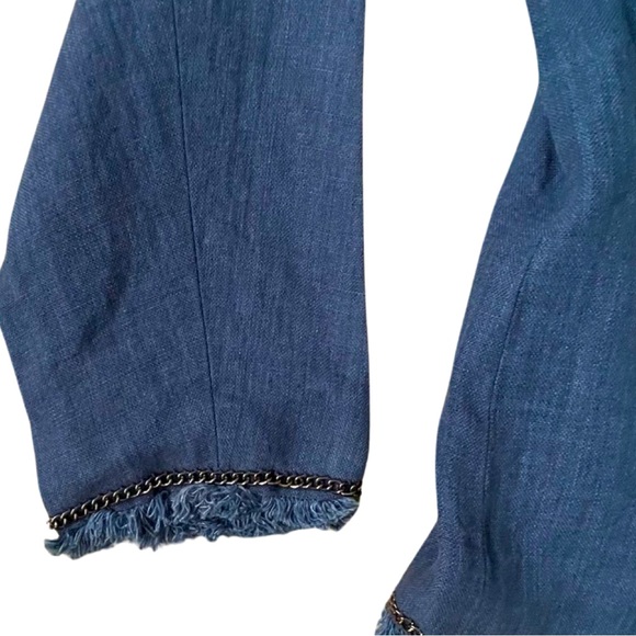 SOFT Surroundings Blue Linen Chambray Chain Lagenlook Coastal Jacket Blazer 3X - Picture 4 of 8
